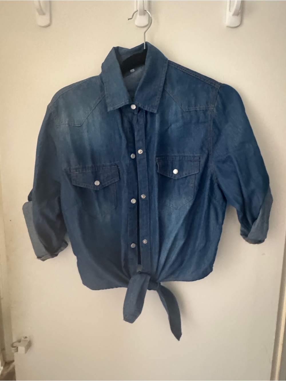 Women's Denim Tie-Front Shirt - Blue